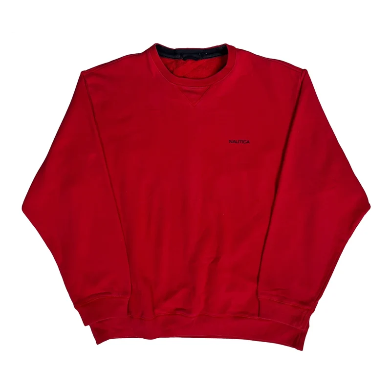 Nautica Sweatshirt - Large Red Cotton