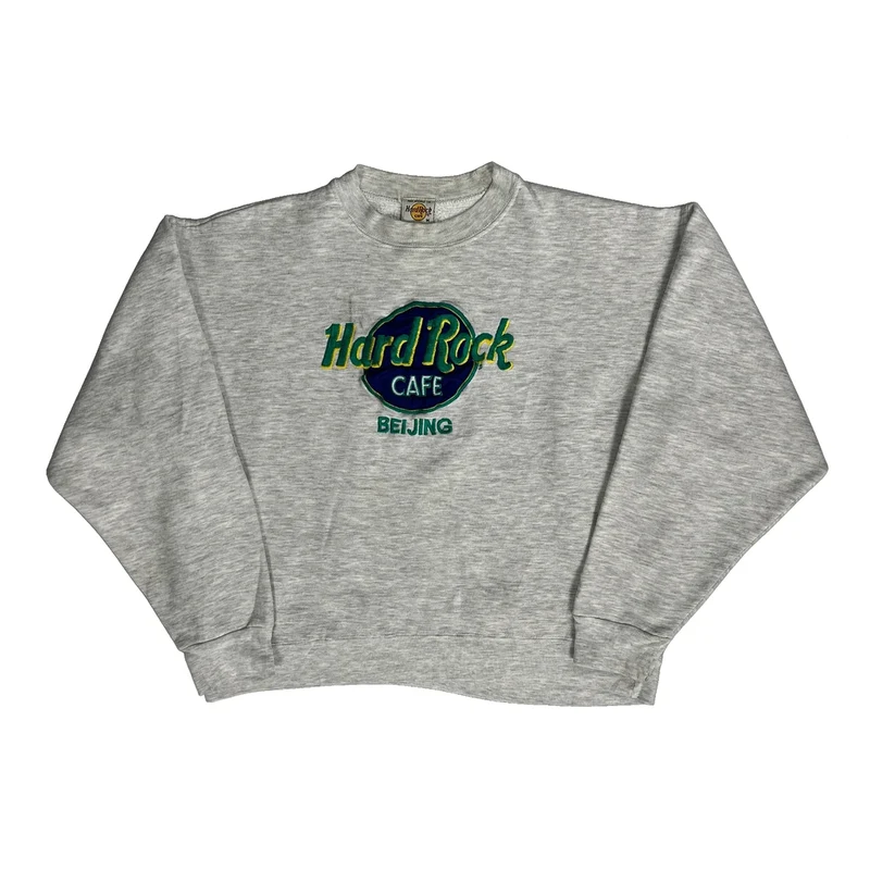 Beijing Hard Rock Cafe Graphic Sweatshirt - Medium Grey Cotton