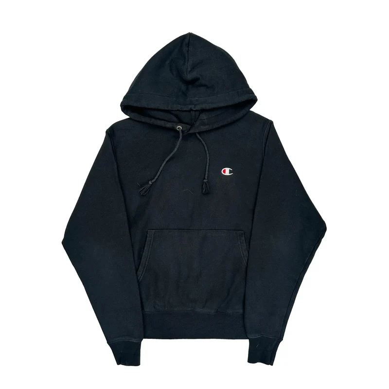 Reverse Weave Champion Hoodie - Small Black Cotton