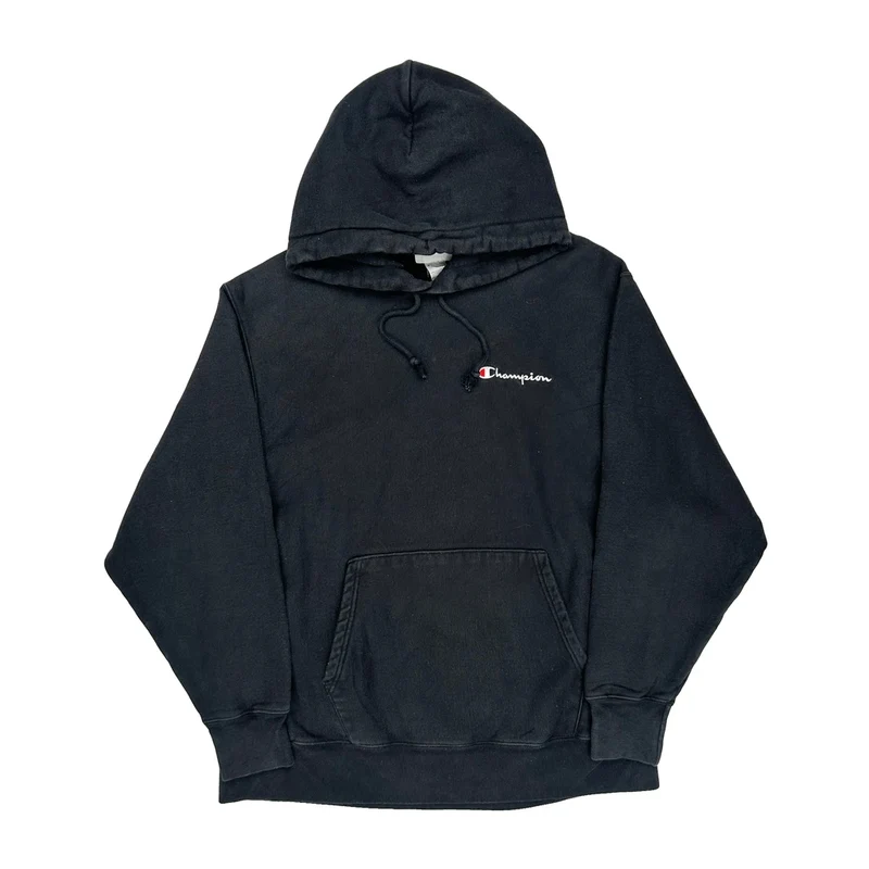 Reverse Weave Champion Hoodie - Large Black Cotton