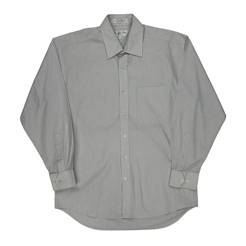 Christian Dior Pinstripe Shirt - Medium Grey Cotton