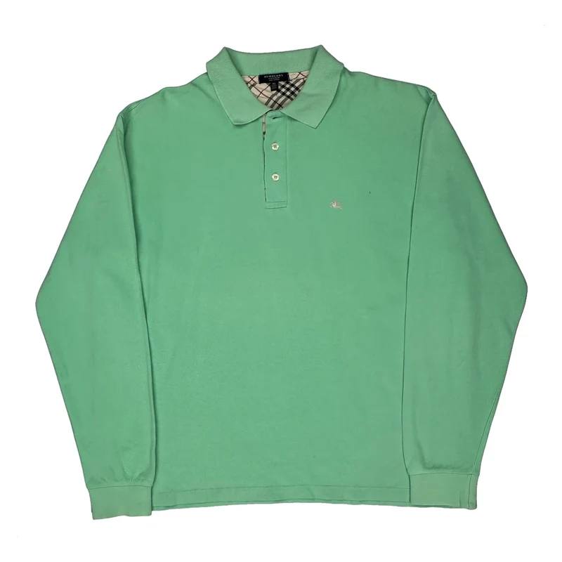 Burberry London Checked Polo Shirt - XL Green Cotton