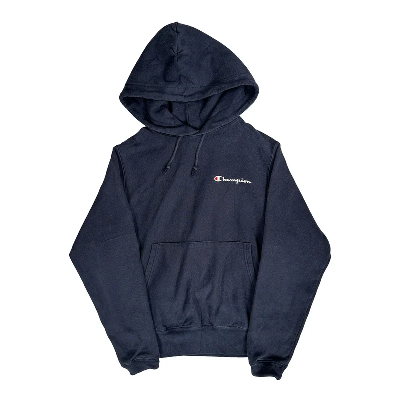 Reverse Weave Champion Hoodie - Small Navy Cotton