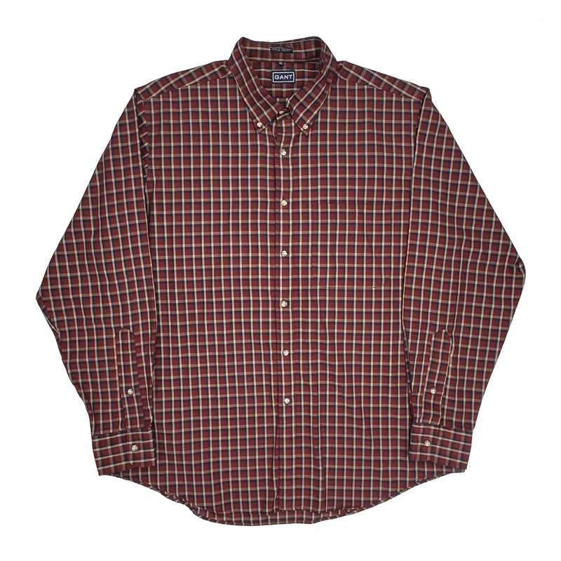 Gant Checked Shirt - XL Red Cotton Blend