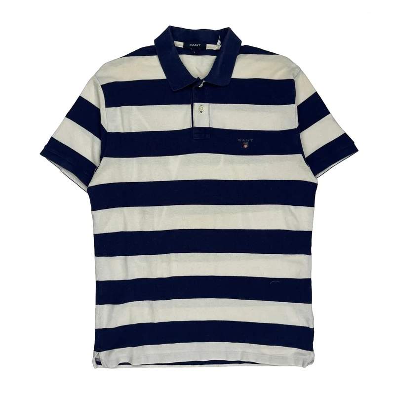 Gant Striped Polo Shirt - Large Blue Cotton