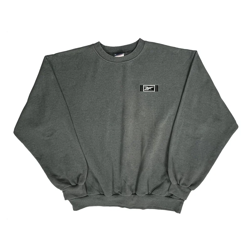 Reebok Sweatshirt - Large Grey Cotton