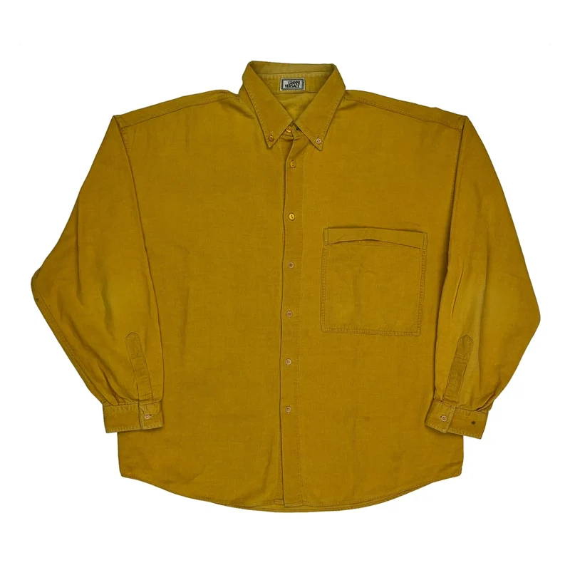 Gianni Versace Corduroy Shirt - XL Yellow Cotton