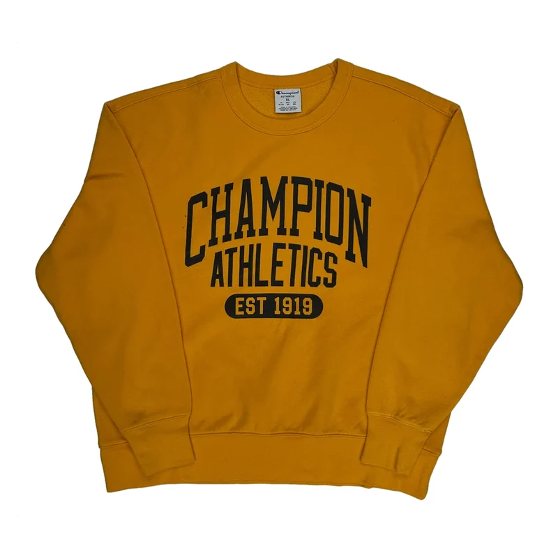 Champion Sweatshirt - XL Yellow Cotton