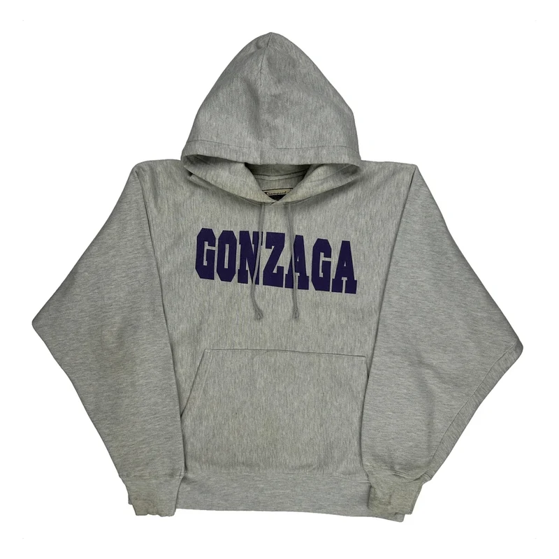 Gonzaga Champion College Hoodie - Large Grey Cotton