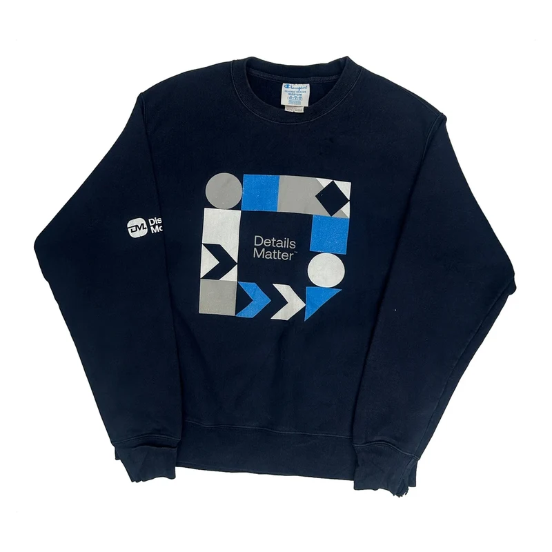 Details Matter Champion Graphic Sweatshirt - Medium Navy Cotton