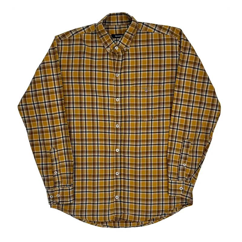 Gant Checked Shirt - XL Yellow Cotton