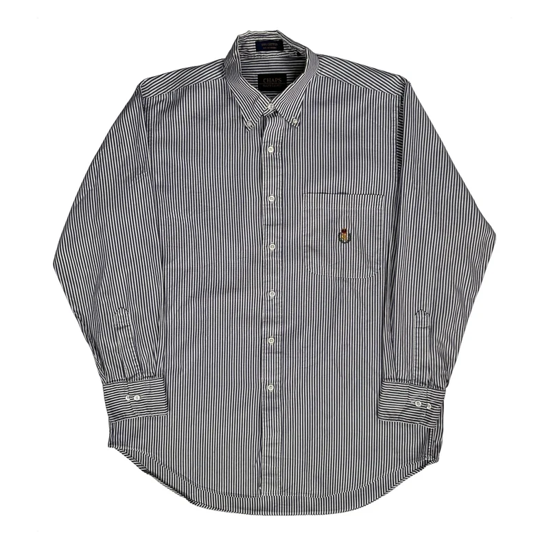 Chaps Ralph Lauren Striped Shirt - Large Blue Cotton