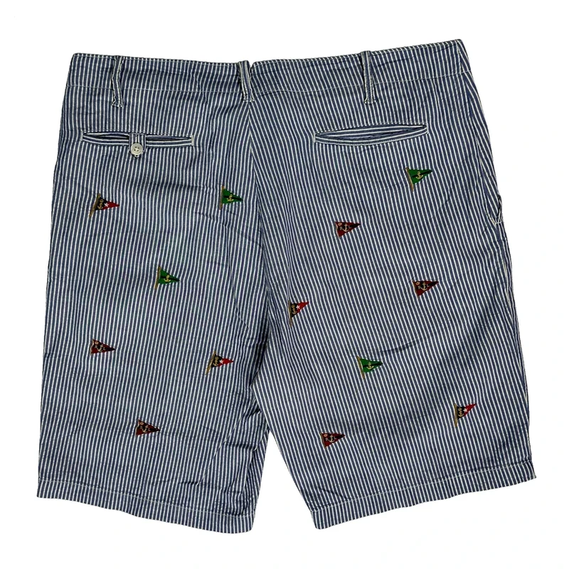 Polo By Ralph Lauren Striped Shorts - 36W 9L Blue Cotton