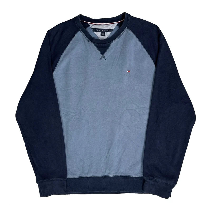 Tommy Hilfiger Raglan Two Tone Sweatshirt - XL Blue Cotton