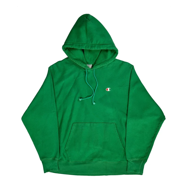 Reverse Weave Champion Hoodie - Large Green Cotton