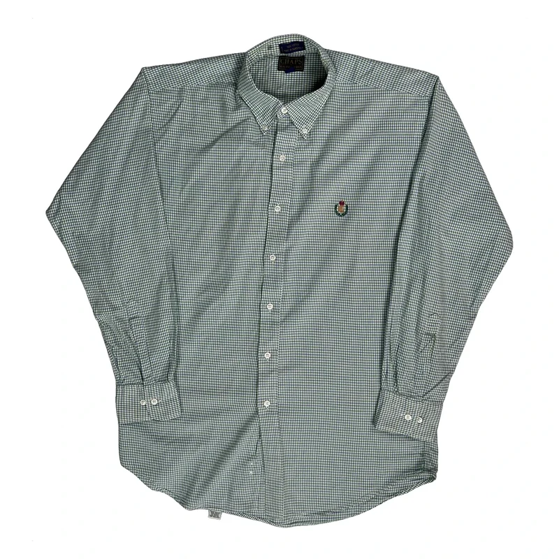 Chaps Ralph Lauren Checked Shirt - Large Green Cotton