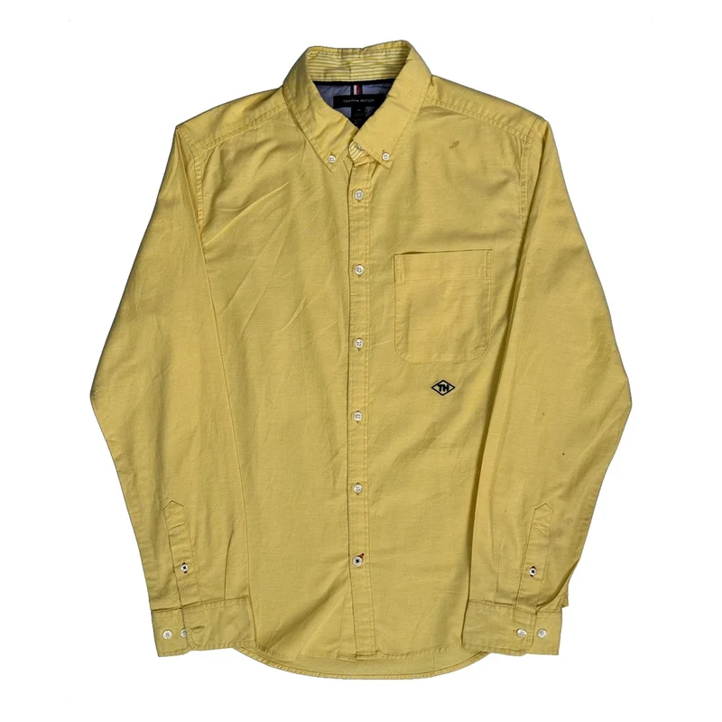 Tommy Hilfiger Slim Fit Shirt - Medium Yellow Cotton
