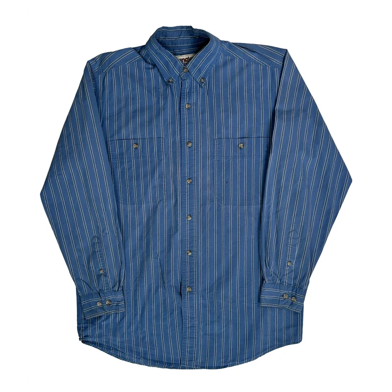 Wrangler Striped Shirt - Medium Blue Cotton
