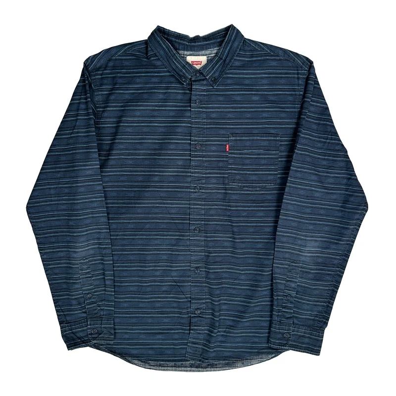 Levis Striped Shirt - XL Blue Cotton