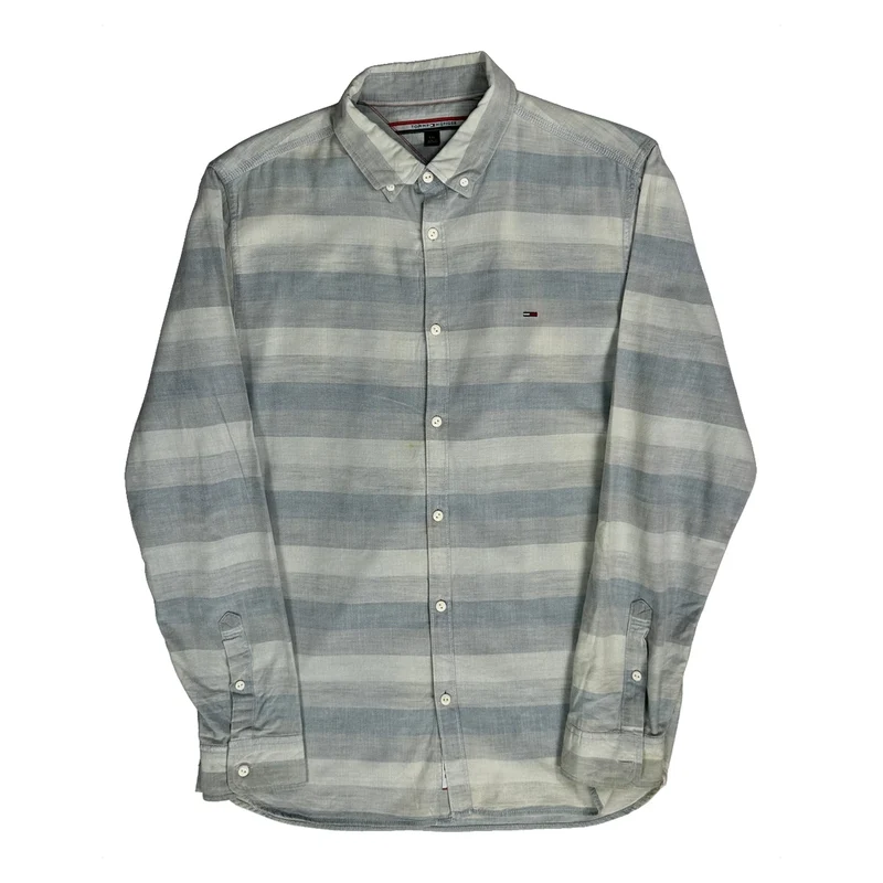 Tommy Hilfiger Striped Shirt - Large Grey Cotton
