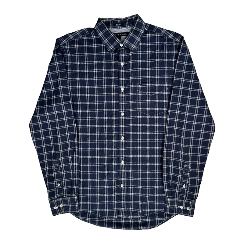 Tommy Hilfiger Checked Shirt - Medium Blue Cotton
