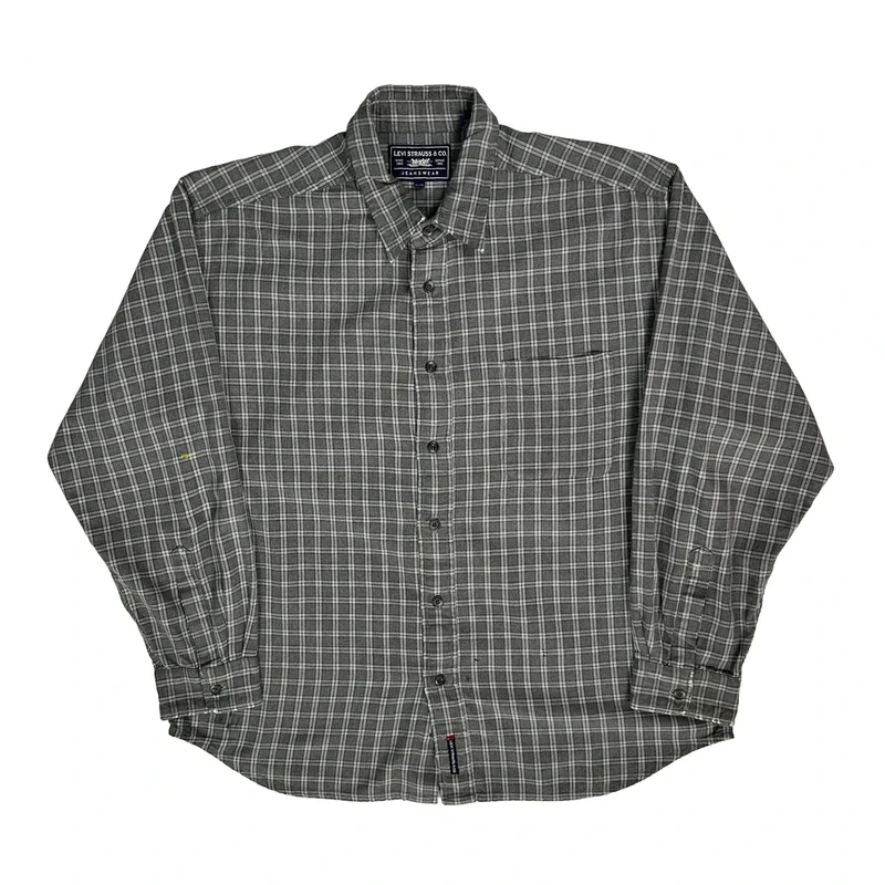 Levis Checked Shirt - XL Grey Cotton