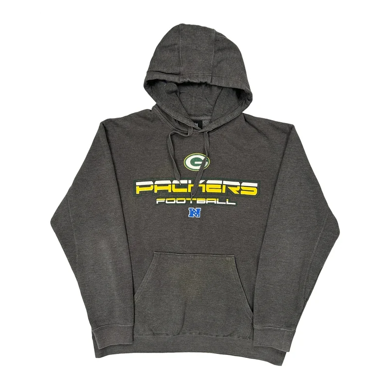 Packers Nfl Football Hoodie - Large Grey Cotton Blend