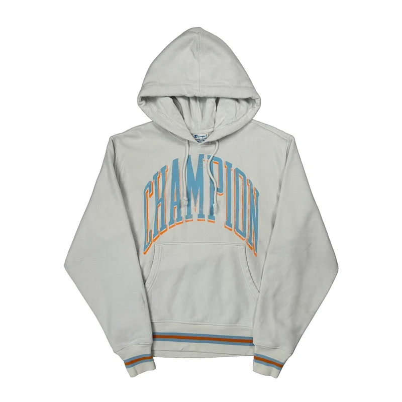 Reverse Weave Champion Spellout Hoodie - Medium White Cotton
