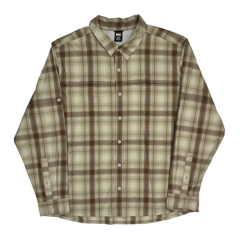 Rei Checked Shirt - XL Beige Polyester