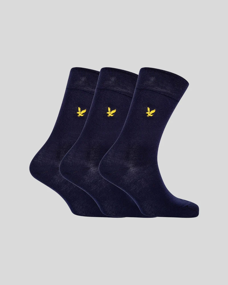3 Pack Basic Socks With Eagle Embroidery
