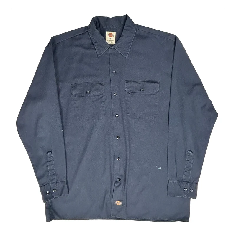 Dickies Shirt - XL Navy Polyester Blend