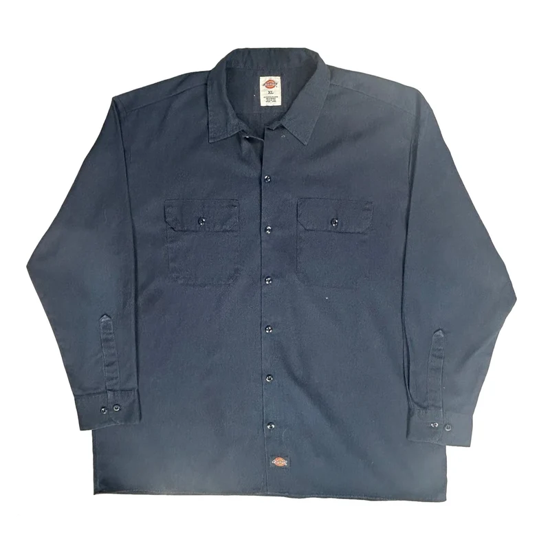 Dickies Shirt - XL Navy Polyester Blend
