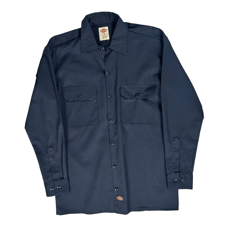 Dickies Shirt - Small Navy Polyester Blend