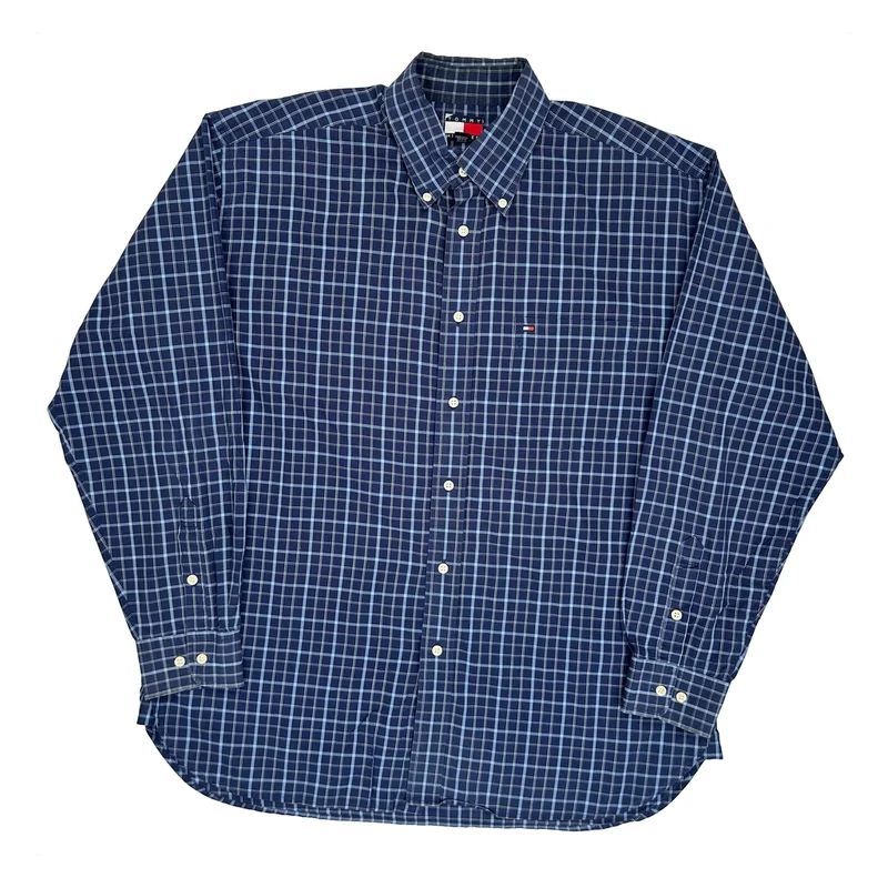 Tommy Hilfiger Checked Shirt - Large Blue Cotton