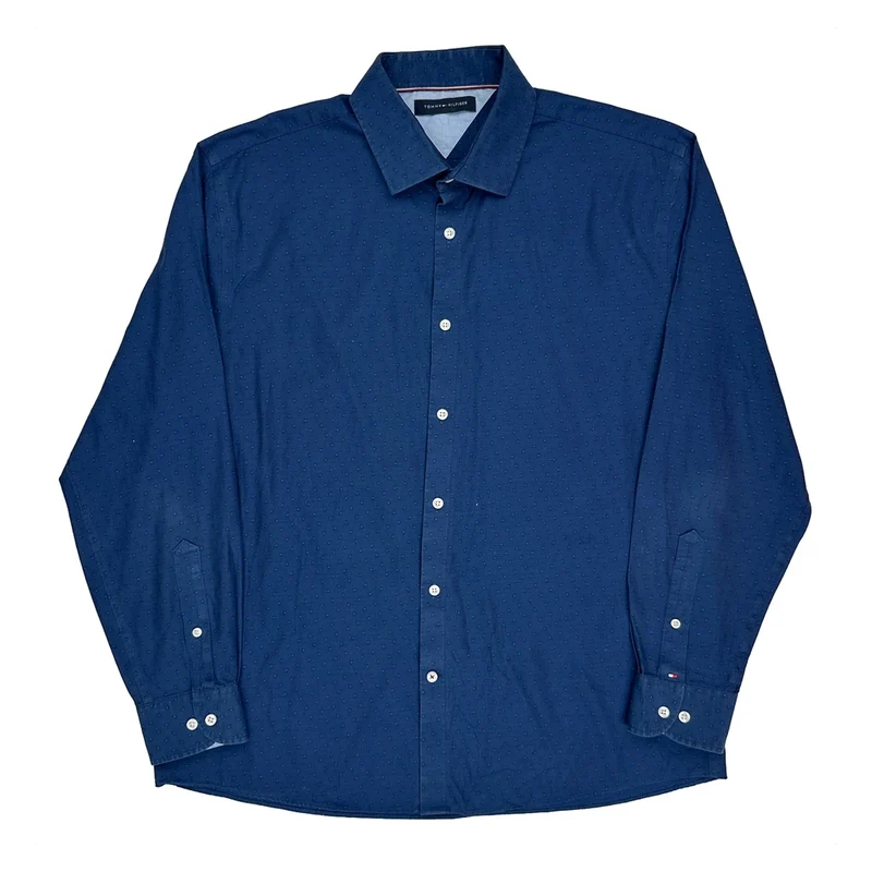 Tommy Hilfiger Polka Dot Shirt - Large Blue Cotton
