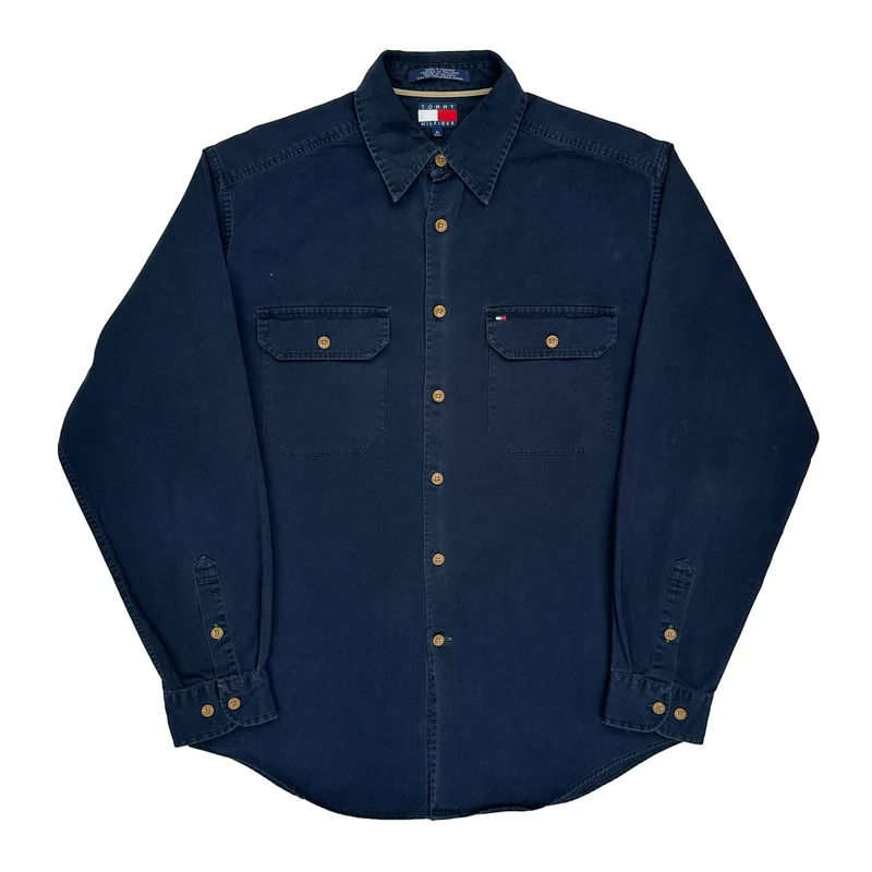 Tommy Hilfiger Shirt - Medium Navy Cotton