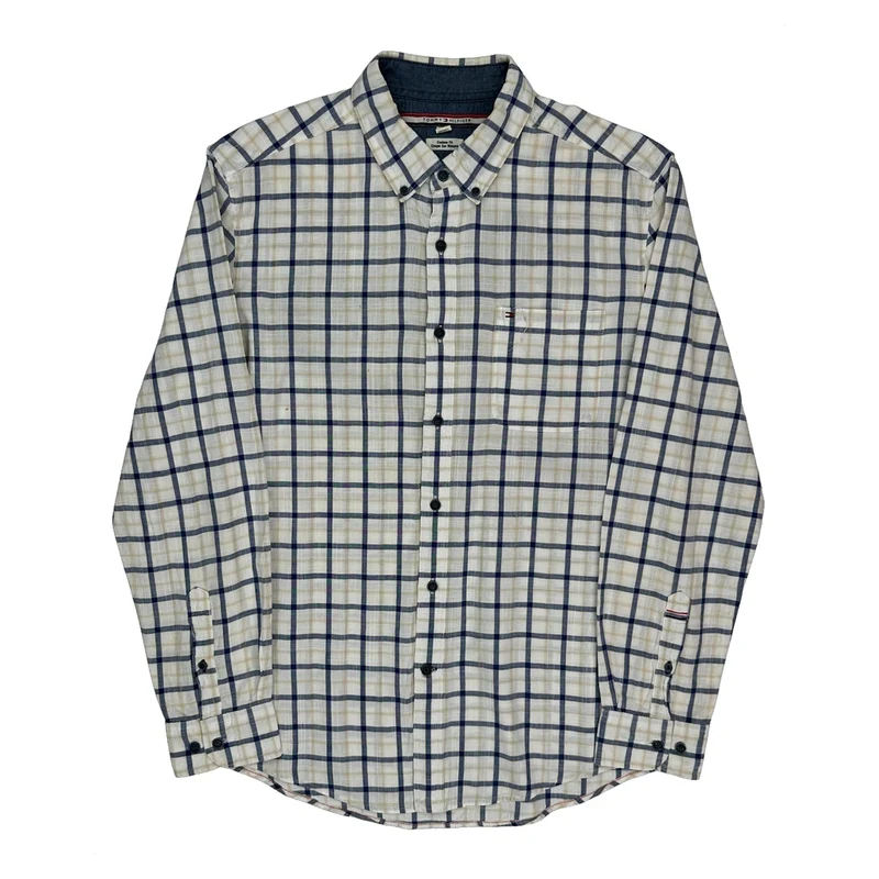 Tommy Hilfiger Checked Shirt - Large Cream Cotton