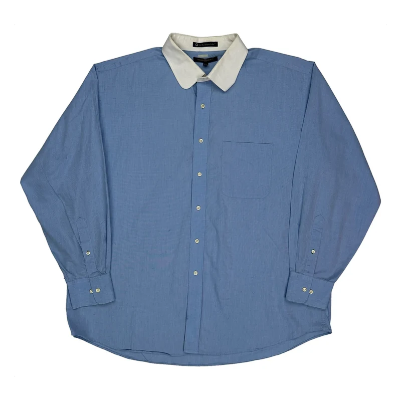Tommy Hilfiger Contrast Stitch Shirt - XL Blue Cotton