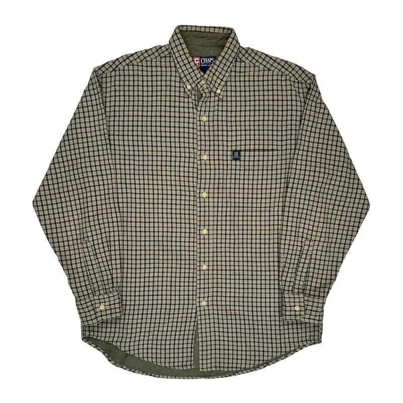 Chaps Ralph Lauren Checked Shirt - Large Beige Cotton