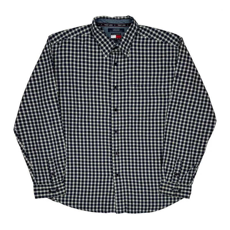 Tommy Jeans Checked Shirt - Large Navy Cotton