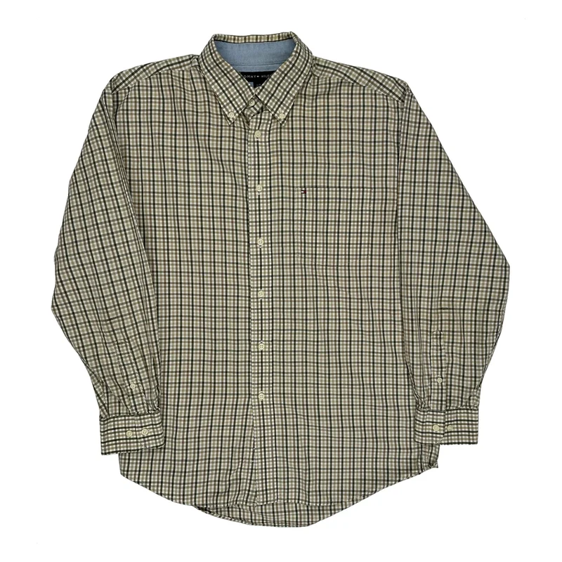 Tommy Hilfiger Checked Shirt - Large Beige Cotton