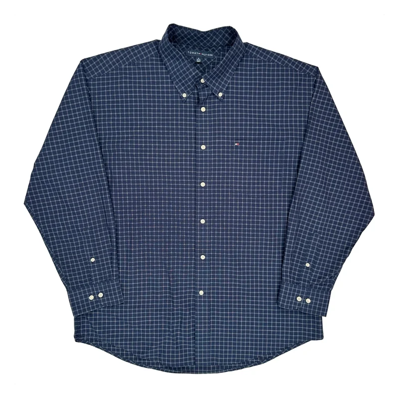Tommy Hilfiger Checked Shirt - XL Blue Cotton
