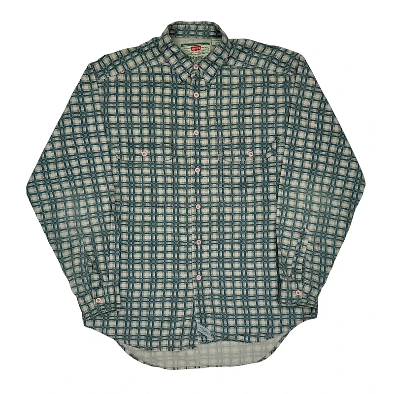 The Two Horse Brand Levis Checked Shirt - Medium Green Cotton