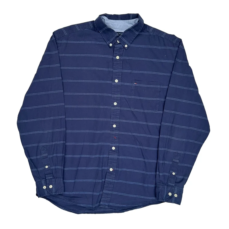 Tommy Hilfiger Striped Shirt - Large Blue Cotton