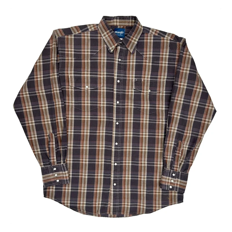 Wrangler Checked Shirt - Large Brown Cotton