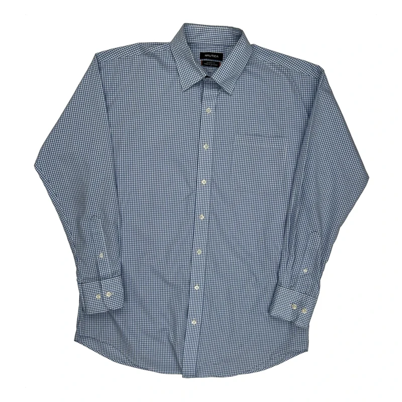 Nautica Checked Shirt - XL Blue Cotton