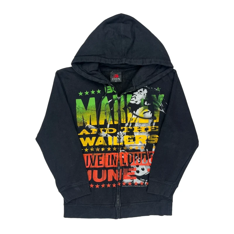 Bob Marley And The Wailers Zion Rootwear Graphic Hoodie - Small Black Cotton