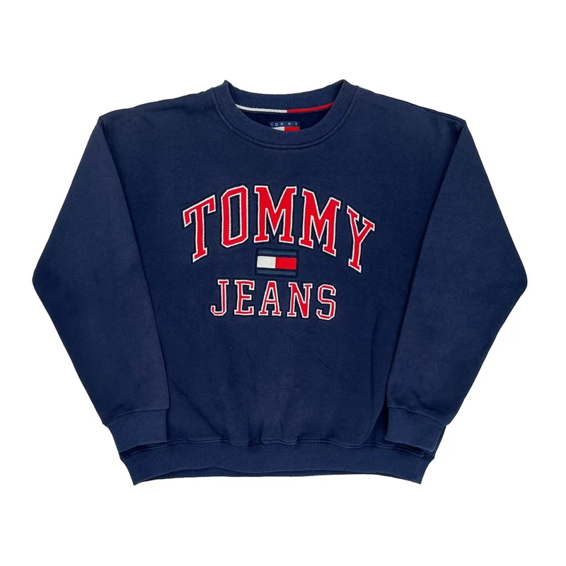 Tommy Jeans Spellout Sweatshirt - Large Navy Cotton