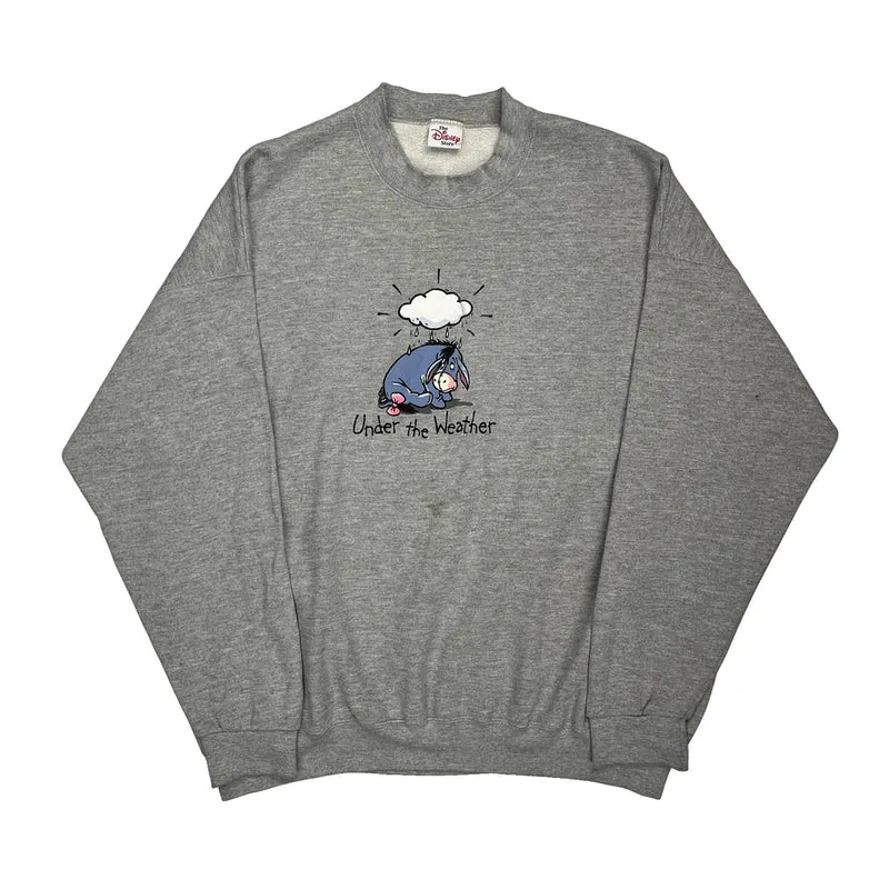 Eeyore Disney Cartoon Sweatshirt - XL Grey Cotton