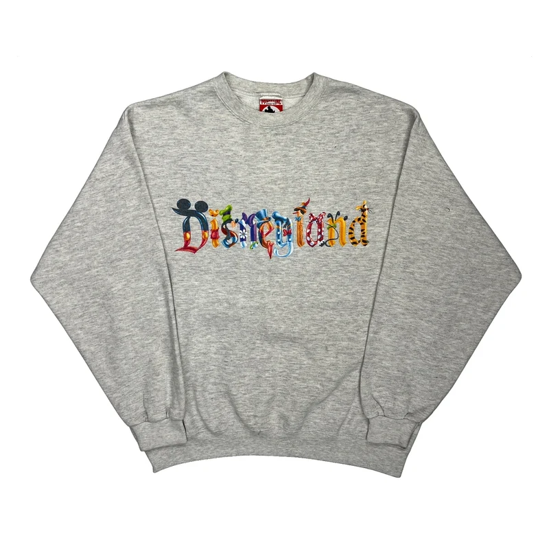 Disneyland Mickey Inc Graphic Sweatshirt - Large Grey Cotton